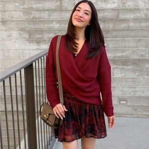 🎉HP🎉 Burgundy Knit Wrap Sweater